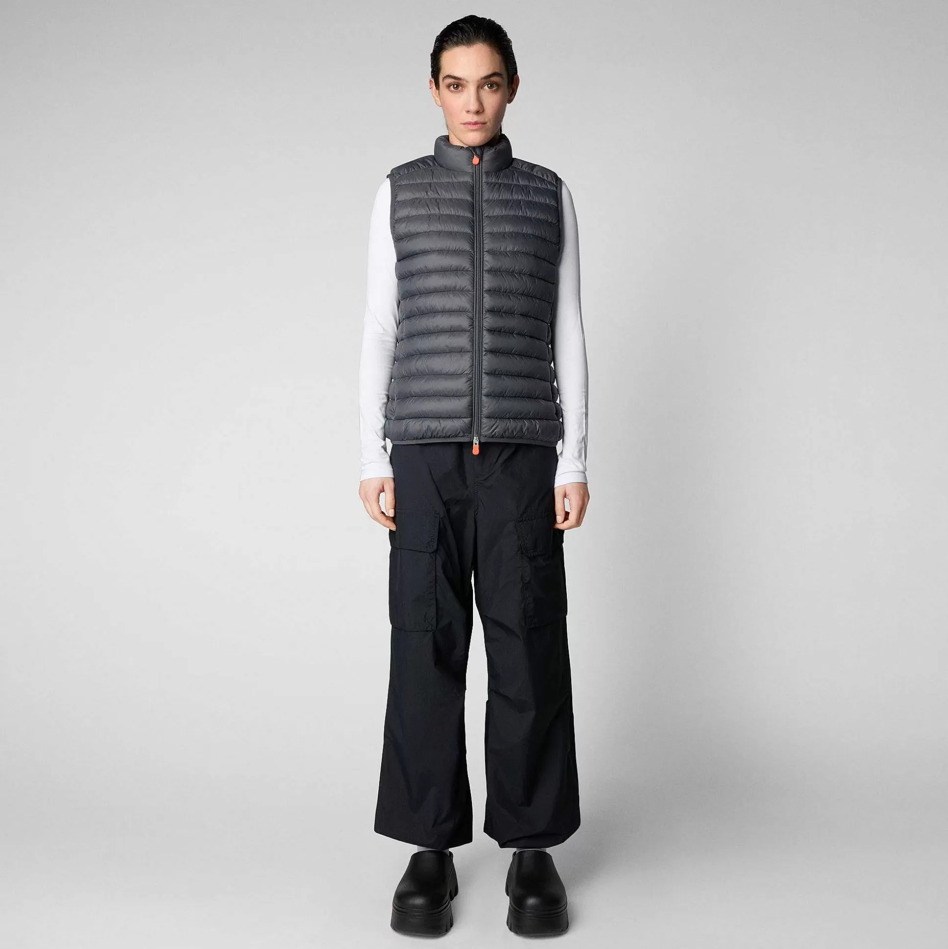 Save The Duck Gilets^Kvinnes Vattert Vest Charlotte I Storm Grey